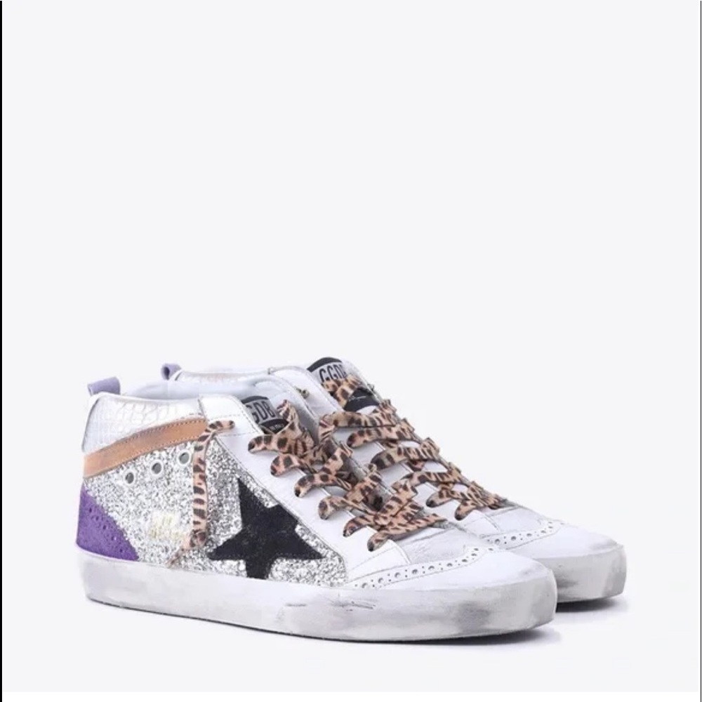 Golden Goose- Silver Glitter Midstar Sneakers